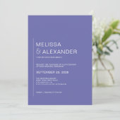 Invitation Mariage minimal chic blanc et bleu pervenche (Debout devant)