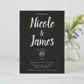 Invitation Mariage Minimal Chic Noir Moderne (Debout devant)
