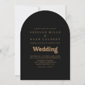 Invitation Mariage minimal classique or noir recto & verso (Devant)
