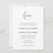 Invitation Mariage minimal de demi-couronne monogramme (Devant)