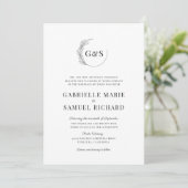 Invitation Mariage minimal de demi-couronne monogramme (Debout devant)