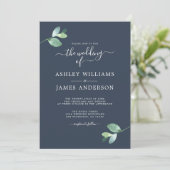 Invitation Mariage minimal de feuillage Eucalyptus à script c (Debout devant)
