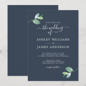 Invitation Mariage minimal de feuillage Eucalyptus à script c (Devant / Derrière)