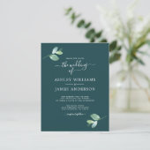 Invitation Mariage minimal de feuillage Eucalyptus à script c (Debout devant)