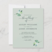 Invitation Mariage minimal de feuillage Eucalyptus à script c (Devant)