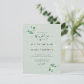 Invitation Mariage minimal de feuillage Eucalyptus à script c (Debout devant)