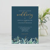 Invitation Mariage minimal de la marine aurifère Eucalyptus L (Debout devant)
