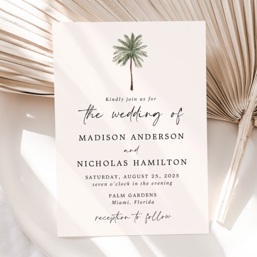 Invitation Mariage minimal de palmiers