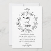 Invitation Mariage minimal de serrure et de feuille (Devant)
