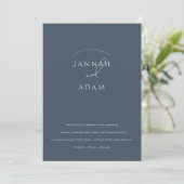 Invitation Mariage Minimal Élégant Ardoise Bleu Script (Debout devant)