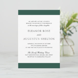 Invitation Mariage minimal émeraude vert moderne tout-en-un