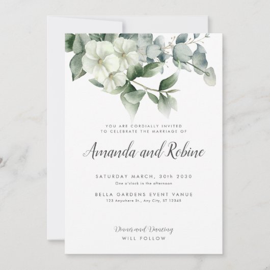 Invitation Mariage minimal Eucalyptus élégant (Devant)
