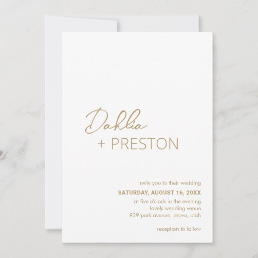 Invitation Mariage minimal Gold Modern (Devant)