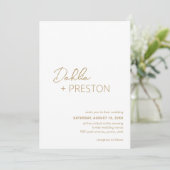 Invitation Mariage minimal Gold Modern (Debout devant)