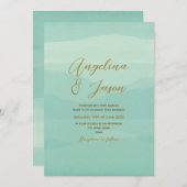 Invitation Mariage minimal Gold Sage vert (Devant / Derrière)