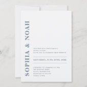 Invitation Mariage minimal moderne Alice Bleu élégant (Devant)