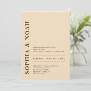 Invitation Mariage minimal moderne beige élégant