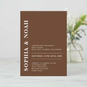 Invitation Mariage Minimal Moderne Brun Foncé d'Automne