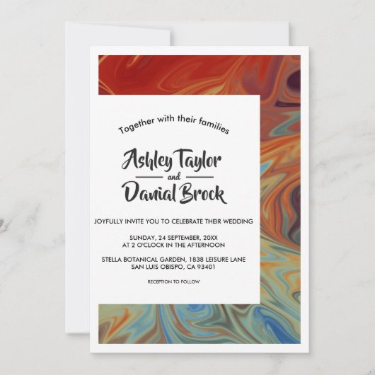 Invitation Mariage minimal moderne de typographie d'art Abstr (Devant)