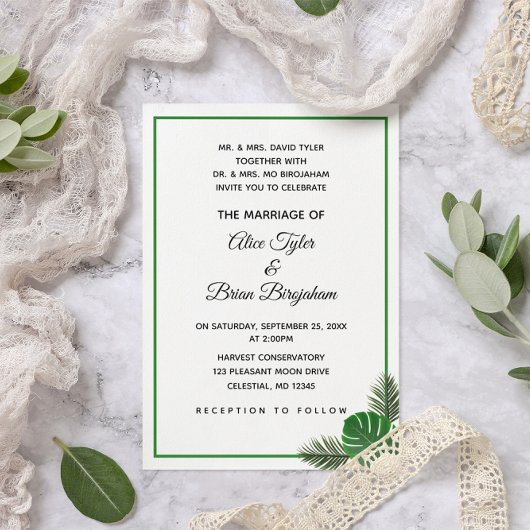Invitation Mariage minimal moderne de verdure tropicale