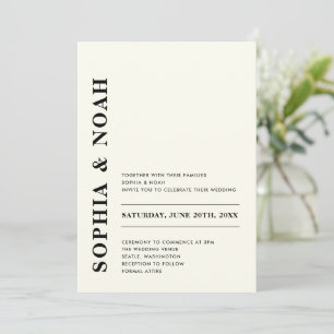 Invitation Mariage minimal moderne ivoire élégant