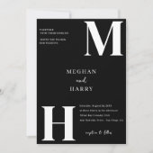 Invitation Mariage minimal moderne noir et blanc Inviter Desi (Devant)