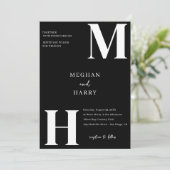 Invitation Mariage minimal moderne noir et blanc Inviter Desi (Debout devant)