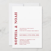 Invitation Mariage minimal moderne rouge & blanc élégant (Devant)