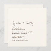 Invitation Mariage minimal neutre ivoire Brown moderne élégan (Devant / Derrière)