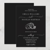 Invitation Mariage minimal noir et blanc (Devant / Derrière)