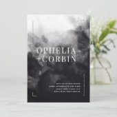 Invitation Mariage minimal noir foncé Smokey (Debout devant)