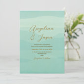 Invitation Mariage Minimal Or Sauge Vert (Debout devant)