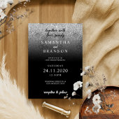 Invitation Mariage minimal parties scintillant Silver