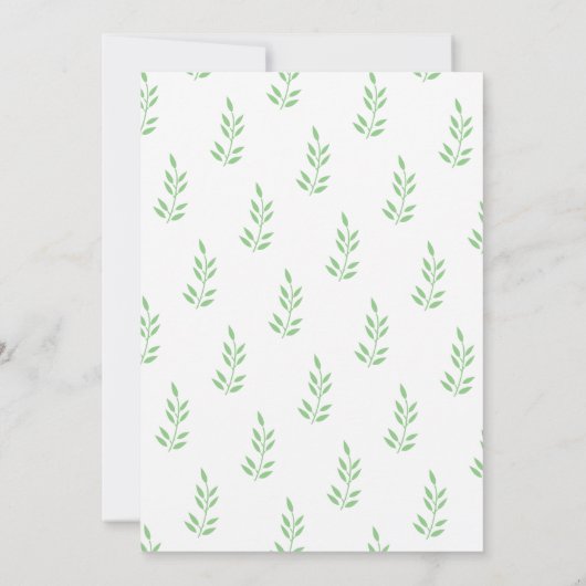 Invitation Mariage minimal pour le monogramme vert des feuill (Dos)