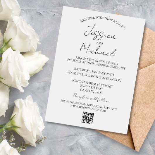 Invitation Mariage minimal simple Code QR minimal RSVP