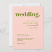 Invitation Mariage Minimal Terre Ton Rose Vert Moderne (Devant)