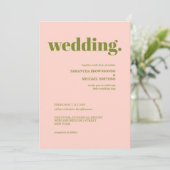Invitation Mariage Minimal Terre Ton Rose Vert Moderne (Debout devant)