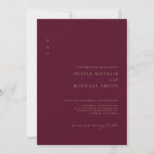 Invitation Mariage Minimal Tout En Un Code QR Bourgogne & Or (Devant)