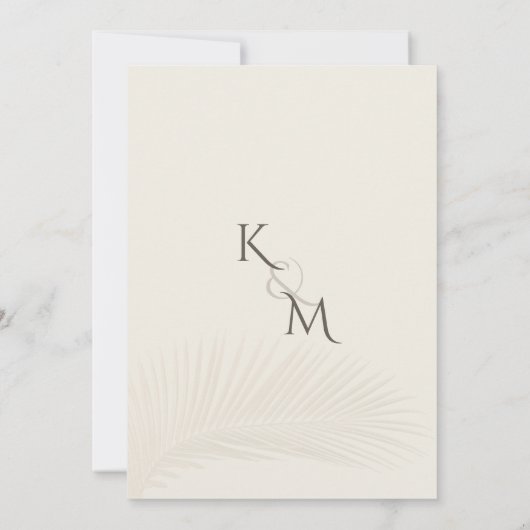 Invitation Mariage minimal Tropical Palm Leaf Boho Beach (Dos)