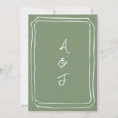 Invitation Mariage minimal vert de taille simple (Dos)