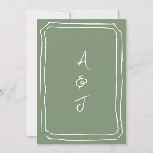 Invitation Mariage minimal vert de taille simple (Dos)
