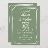 Invitation Mariage minimal vert de taille simple (Devant / Derrière)