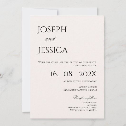 Invitation Mariage minimaliste (Devant)