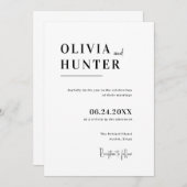 Invitation Mariage minimaliste (Devant / Derrière)