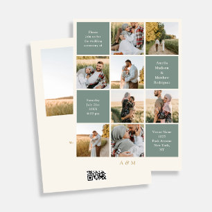 Invitation Mariage minimaliste 9 Photo Ivoire Vert Sauge 