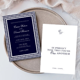 Invitation Mariage Minimaliste à Bordure Harlequin Bleu Marin