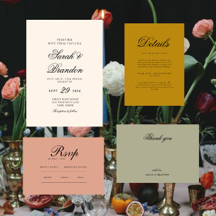 Invitation Mariage minimaliste à couleur unie chaude et écrit