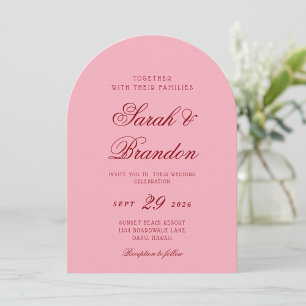 Invitation Mariage minimaliste à l'écriture rose rouge Saint-