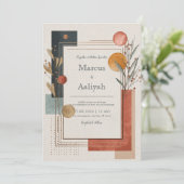 Invitation Mariage minimaliste Abstrait en terre cuite (Debout devant)