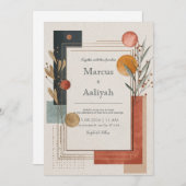 Invitation Mariage minimaliste Abstrait en terre cuite (Devant / Derrière)